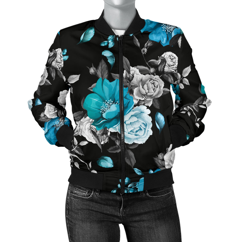 Rose Pattern Print Design A02 Women's Bomber Jacket
