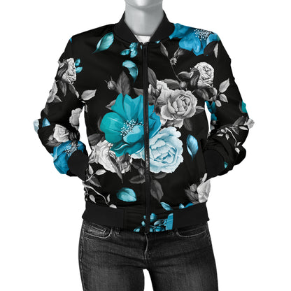 Rose Pattern Print Design A02 Women's Bomber Jacket