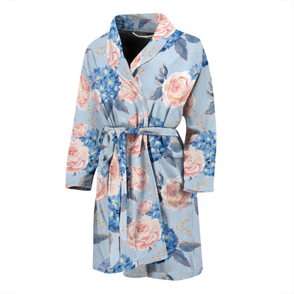 Hydrangea Pattern Print Design HD06 Men Bathrobe