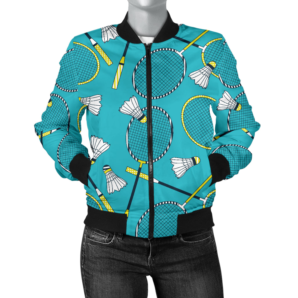 Badminton Pattern Print Design 06 Women's Bomber Jacket