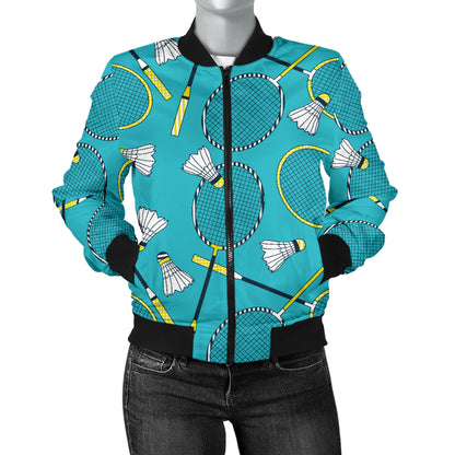 Badminton Pattern Print Design 06 Women's Bomber Jacket