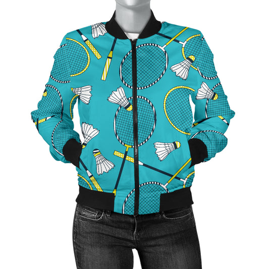 Badminton Pattern Print Design 06 Women's Bomber Jacket