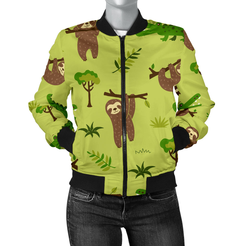 Alligator Pattern Print Design 04 Women's Bomber Jacket