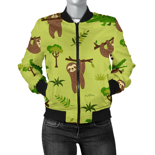 Alligator Pattern Print Design 04 Women's Bomber Jacket