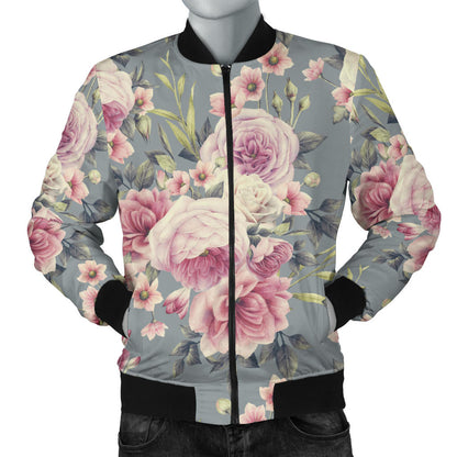 Peony Pattern Print Design PE05 Men Bomber Jacket