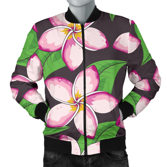 Pink Plumeria Pattern Print Design PM019 Men Bomber Jacket