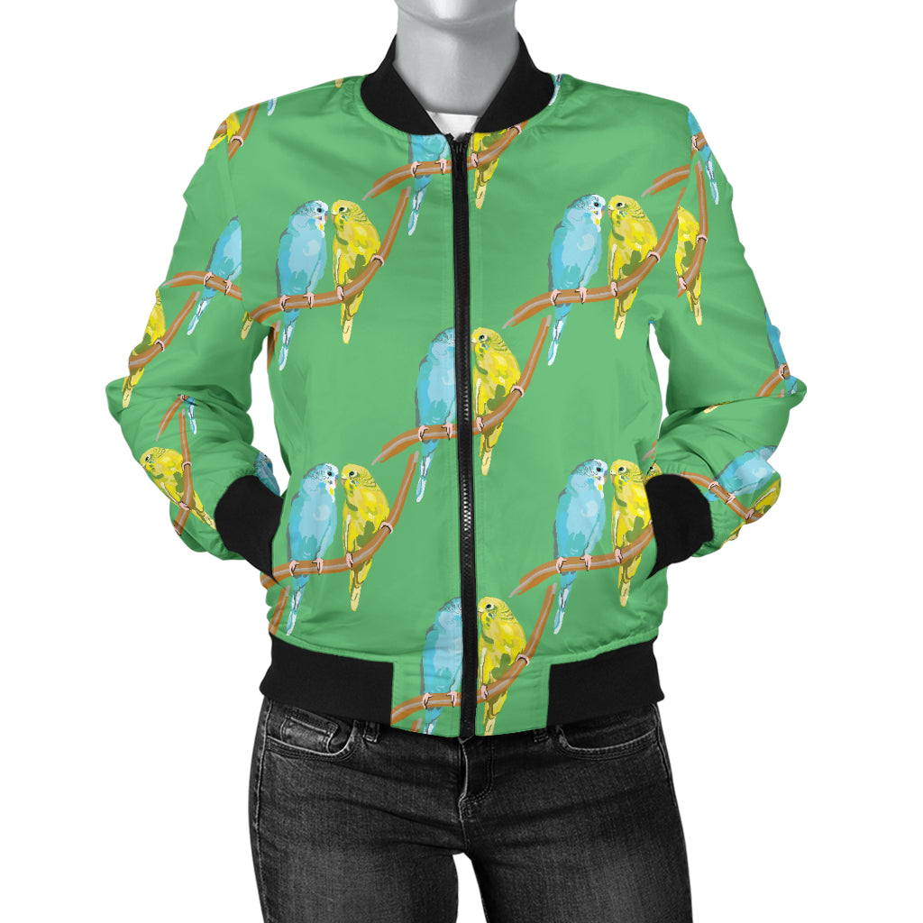 Budgerigar Pattern Print Design 01 Women's Bomber Jacket