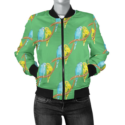 Budgerigar Pattern Print Design 01 Women's Bomber Jacket