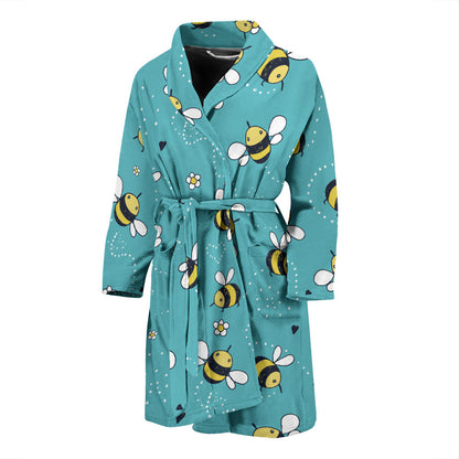 Bee Pattern Print Design BEE02 Men Bathrobe