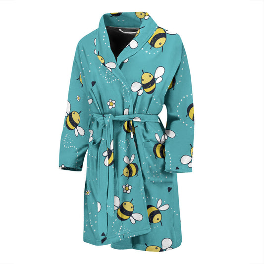 Bee Pattern Print Design BEE02 Men Bathrobe