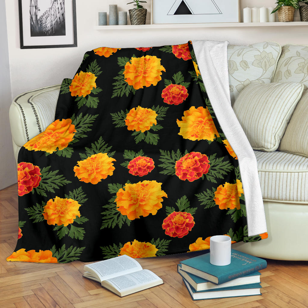 Marigold Pattern Print Design MR05 Fleece Blanket