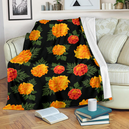 Marigold Pattern Print Design MR05 Fleece Blanket