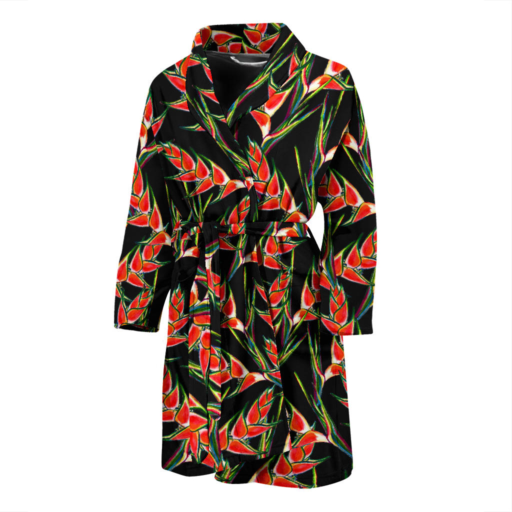 Heliconia Pattern Print Design HL010 Men Bathrobe