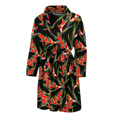 Heliconia Pattern Print Design HL010 Men Bathrobe