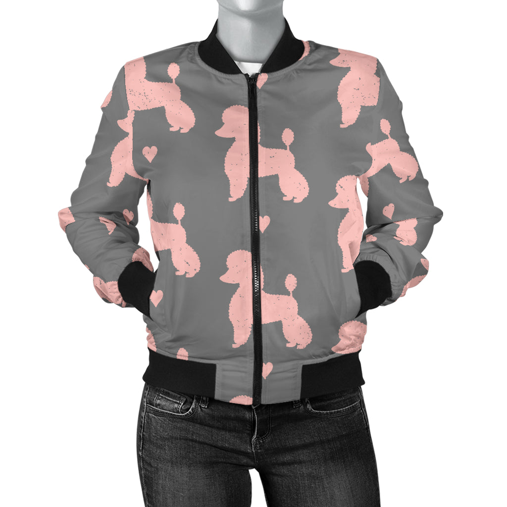 Poodle Pattern Print Design A02 Women's Bomber Jacket
