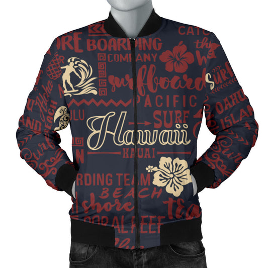 Hawaiian Themed Pattern Print Design H017 Men Bomber Jacket