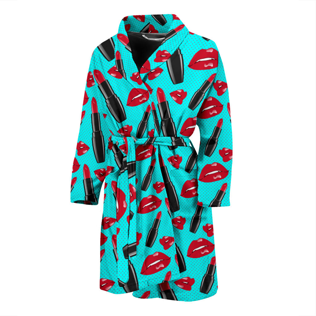 Lipstick Pattern Print Design LT02 Men Bathrobe