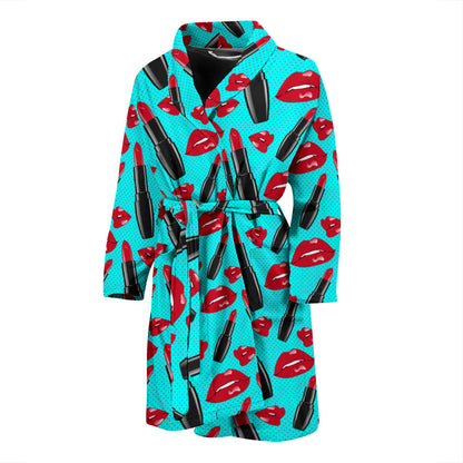 Lipstick Pattern Print Design LT02 Men Bathrobe