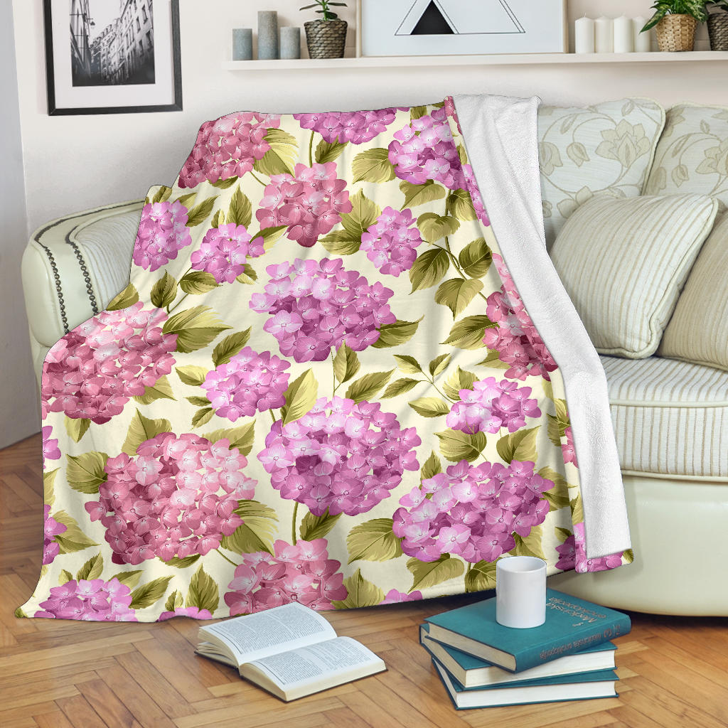 Hydrangea Pattern Print Design HD05 Fleece Blanket