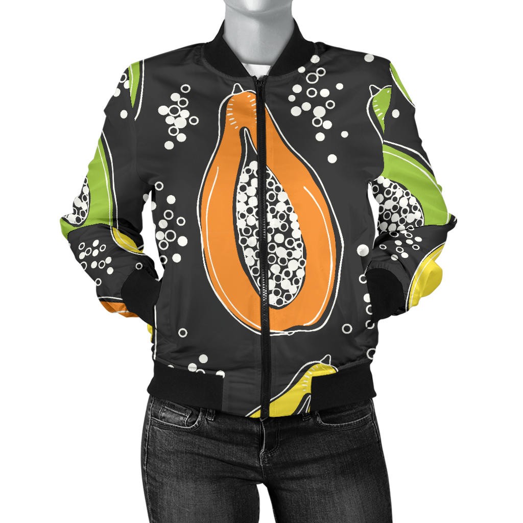Papaya Pattern Print Design PP05 Women Bomber Jacket