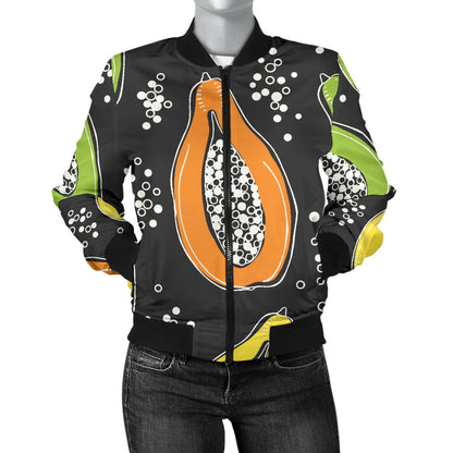 Papaya Pattern Print Design PP05 Women Bomber Jacket
