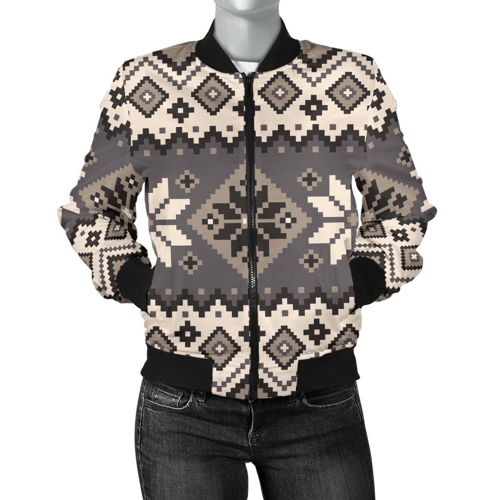 Nordic Pattern Print Design A01 Women's Bomber Jacket
