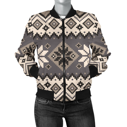 Nordic Pattern Print Design A01 Women's Bomber Jacket
