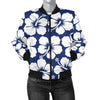 Hibiscus Pattern Print Design HB013 Women Bomber Jacket