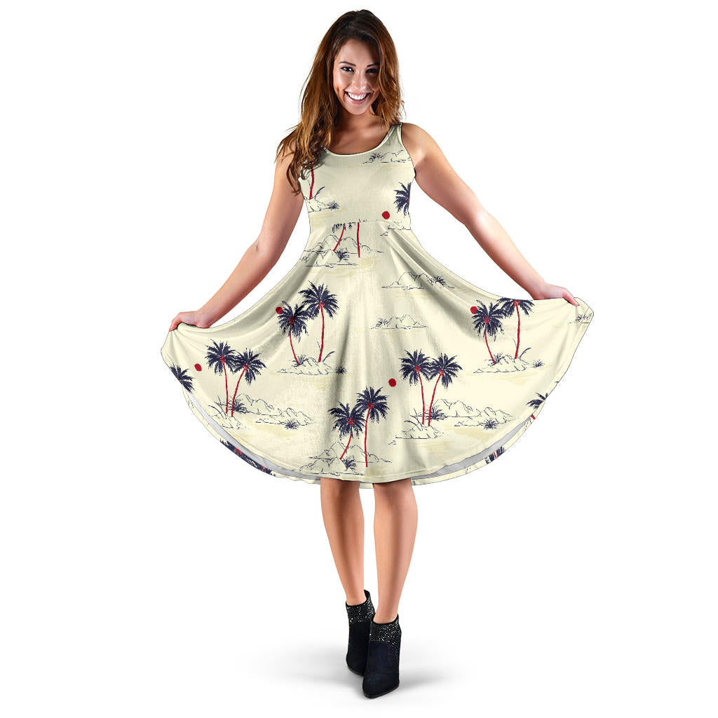 Palm Tree Pattern Print Design PT08 Midi Dress