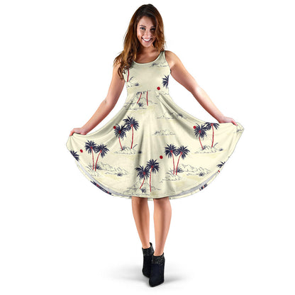 Palm Tree Pattern Print Design PT08 Midi Dress