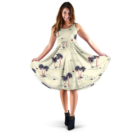 Palm Tree Pattern Print Design PT08 Midi Dress