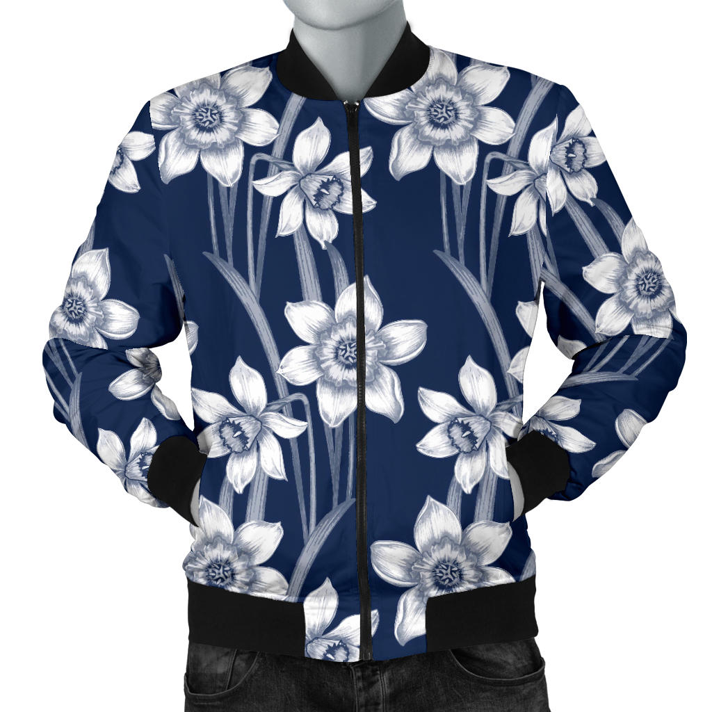 Daffodils Pattern Print Design DF09 Men Bomber Jacket