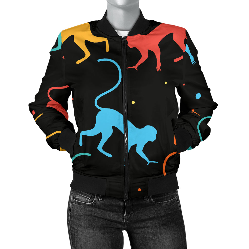 Monkey Pattern Print Design 01 Women's Bomber Jacket