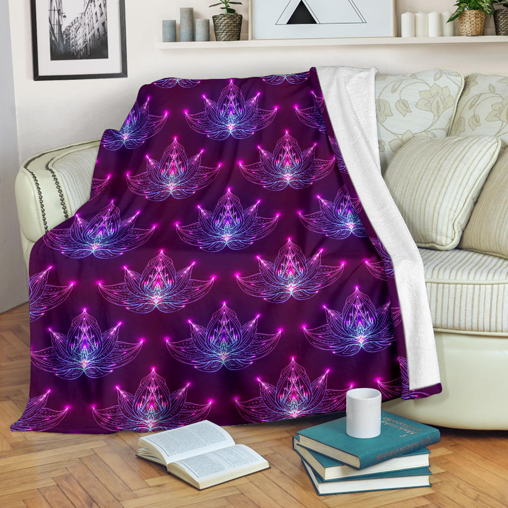 lotus Pattern Print Design LO01 Fleece Blanket