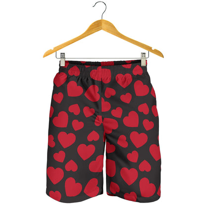 Heart Red Pattern Print Design HE01 Mens Shorts
