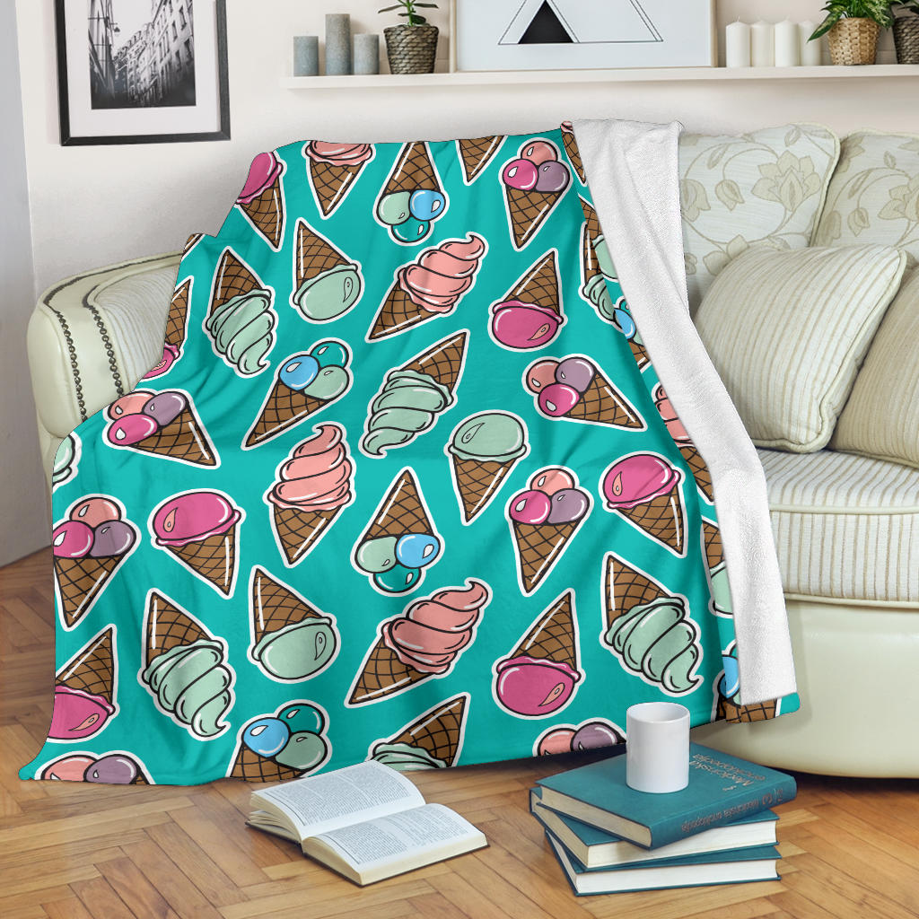 Ice Cream Pattern Print Design IC01 Fleece Blanket