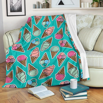 Ice Cream Pattern Print Design IC01 Fleece Blanket