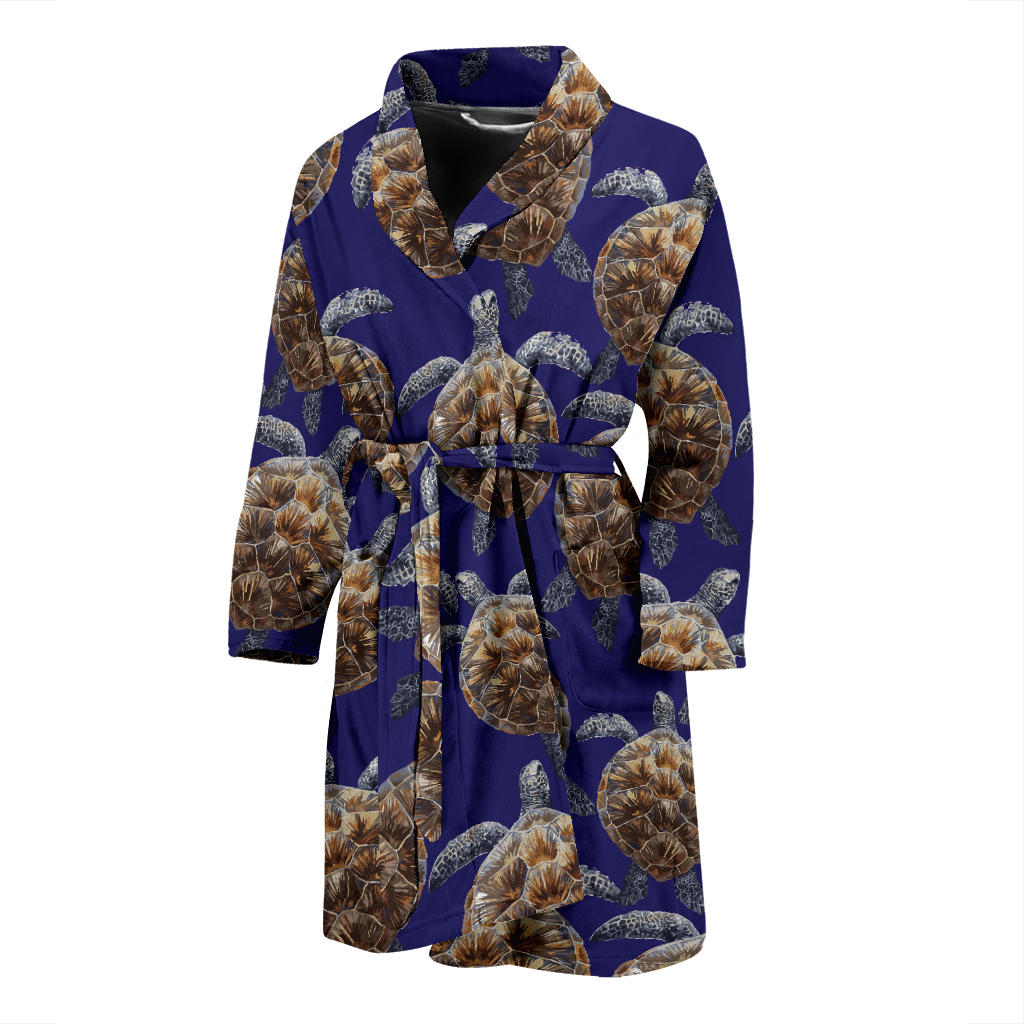 Sea Turtle Pattern Print Design T05 Men Bathrobe