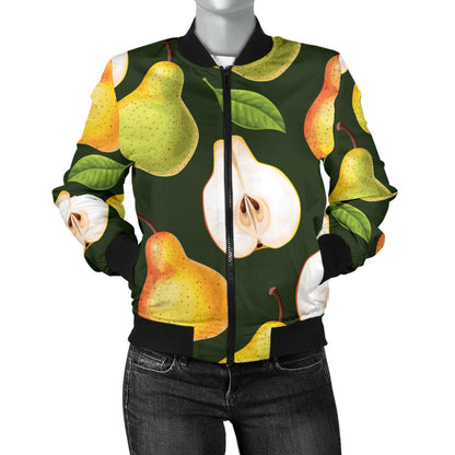 Pear Pattern Print Design PE06 Women Bomber Jacket