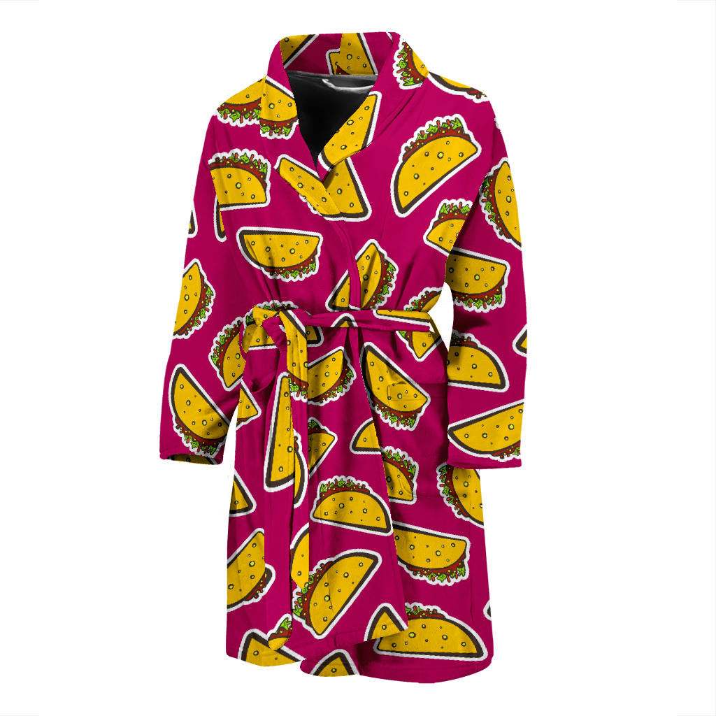 Taco Pattern Print Design TC01 Men Bathrobe