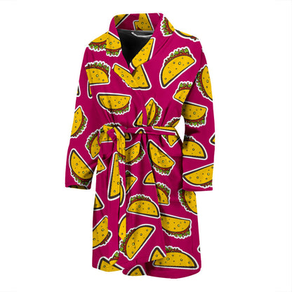 Taco Pattern Print Design TC01 Men Bathrobe