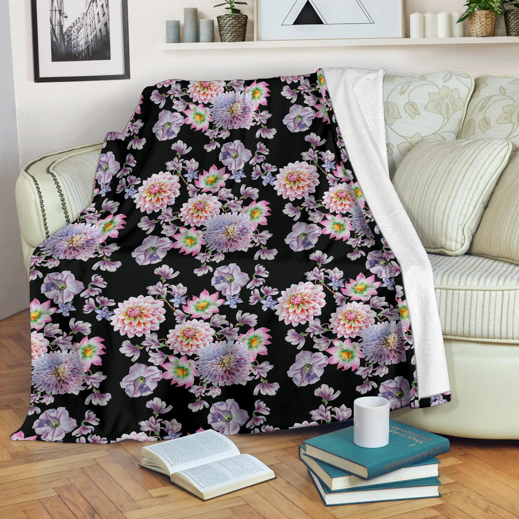 Dahlia Pattern Print Design DH012 Fleece Blanket