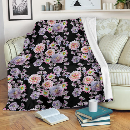 Dahlia Pattern Print Design DH012 Fleece Blanket