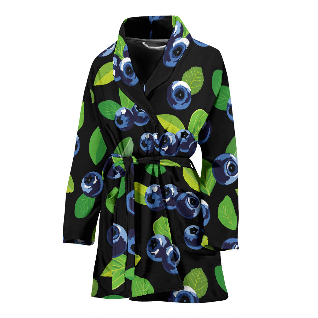 Blueberry Pattern Print Design BB03 Women Bathrobe