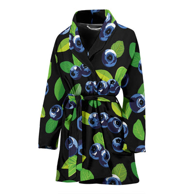 Blueberry Pattern Print Design BB03 Women Bathrobe