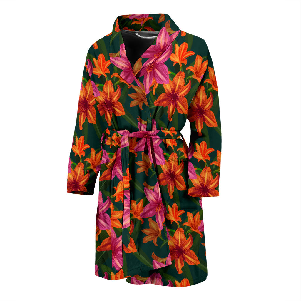 Amaryllis Pattern Print Design AL01 Men Bathrobe
