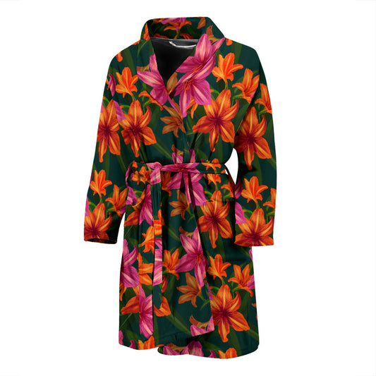 Amaryllis Pattern Print Design AL01 Men Bathrobe