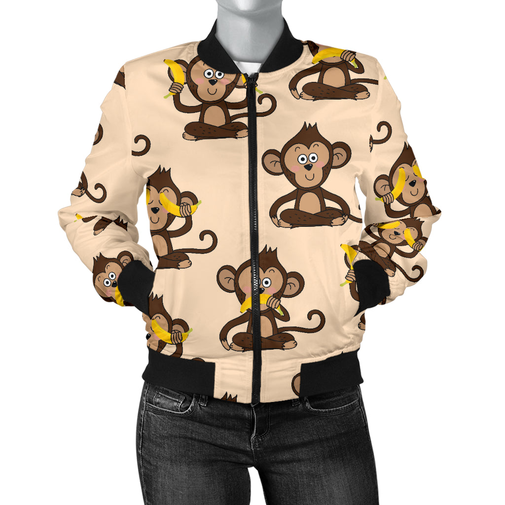 Monkey Pattern Print Design 03 Women's Bomber Jacket
