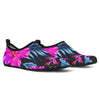 Neon Pink Hibiscus Pattern Print Design HB015 Aqua Water Shoes