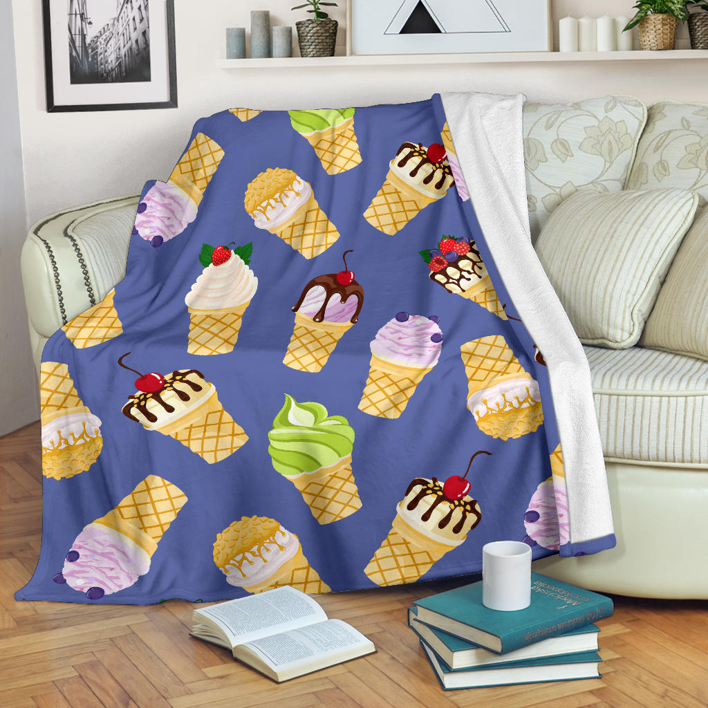 Ice Cream Pattern Print Design IC03 Fleece Blanket